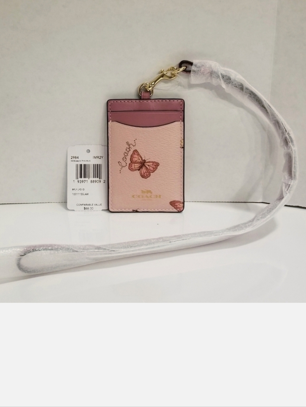 🦋 COACH Butterfly Lanyard Card & ID Holder NWT